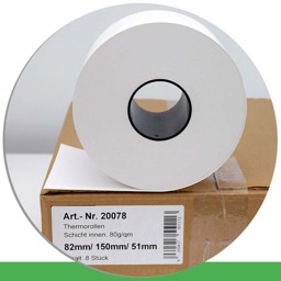 Zeige Details für 8 extra-starke Thermorollen 82 / 192m / 51- phenolfrei - innenbeschichtet Bild von 8 extra-starke Thermorollen 82 / 192m / 51- phenolfrei - innenbeschichtet