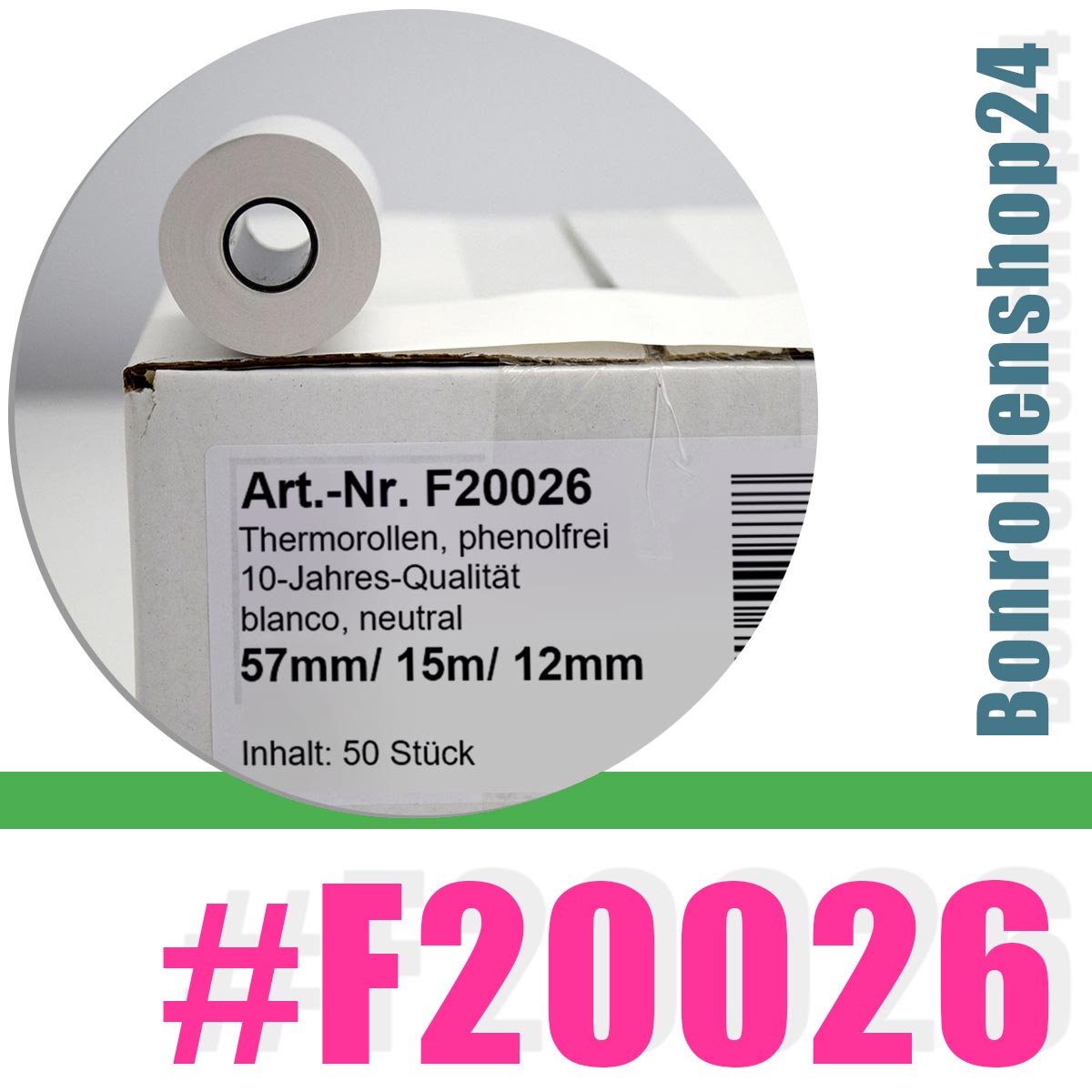 Thermorollen 57/15m/12 | phenolfrei, longlife | Artikel Nr. F20026