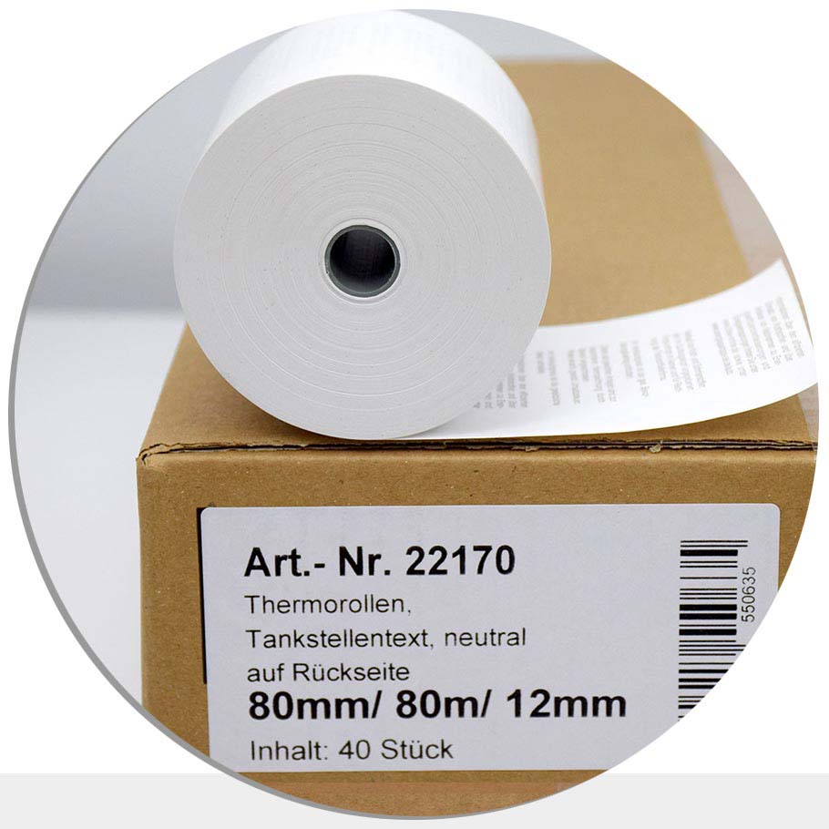 Bild von 40 Tankstellen-Thermorollen 80 / 80m / 12
