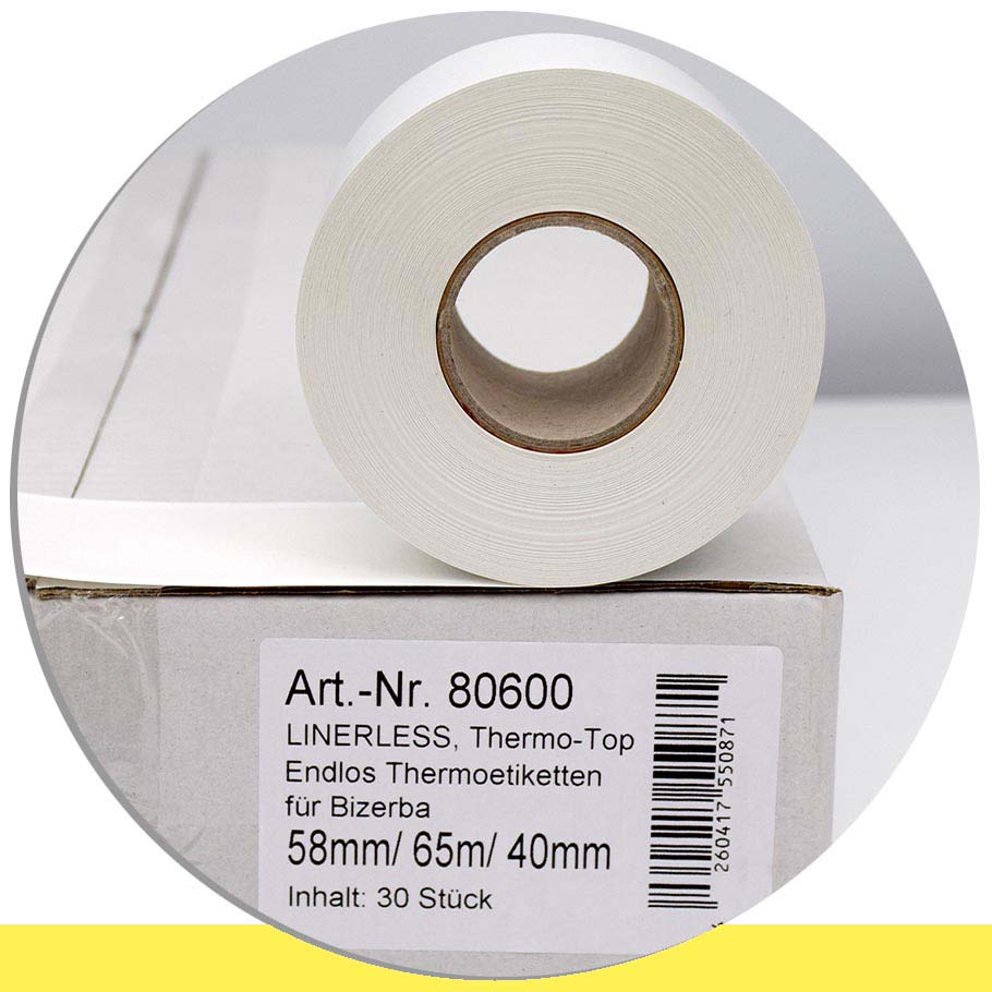 Bild von 30 Linerless-Rollen 58mm x 65m