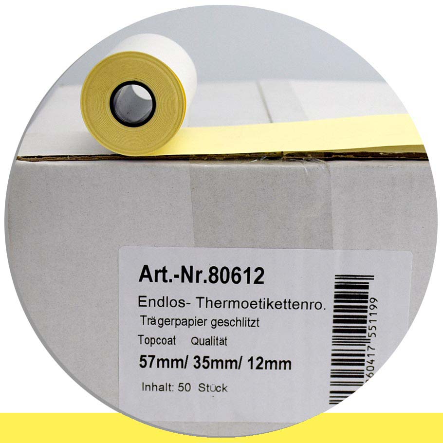 Bild von 50 Etikettenrollen 57mm x 5,5m
