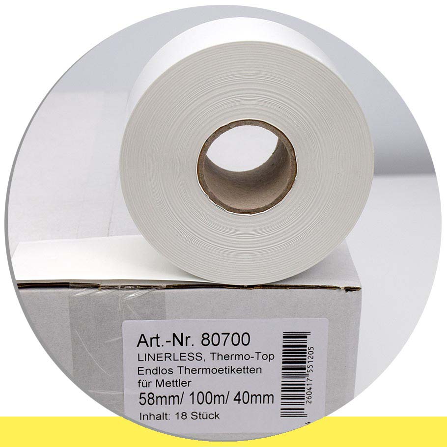 Bild von 18 Linerless-Rollen 58mm x 100m