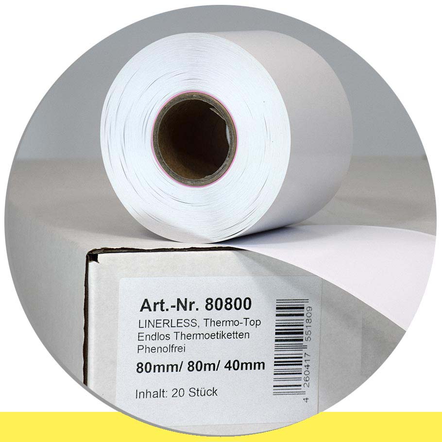 Bild von 20 Linerless-Rollen 80mm x 80m