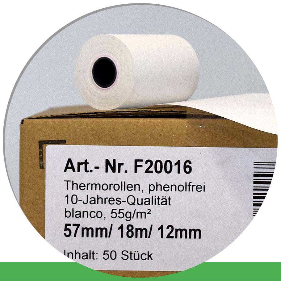 Bild von 50 EC-Rollen 57 / 18m / 12 - phenolfrei - blanko