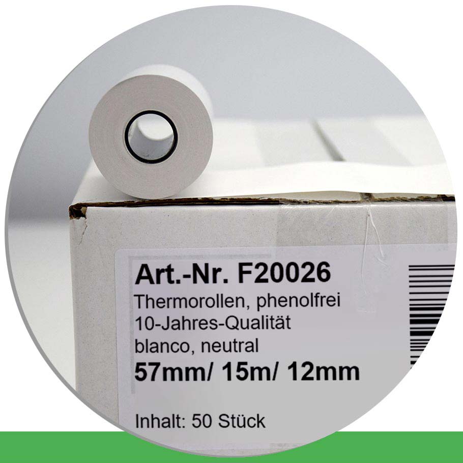 Bild von 50 EC-Rollen 57 / 15m / 12 - phenolfrei - blanko
