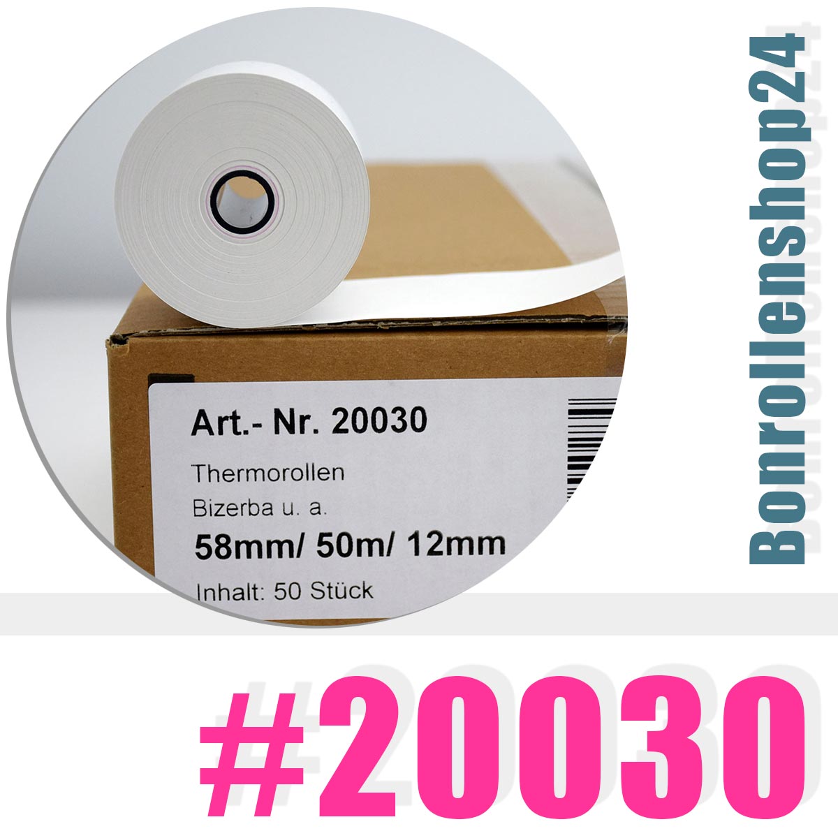 Thermorollen 58/50m/12 | BPA-frei | Artikel Nr. 20030