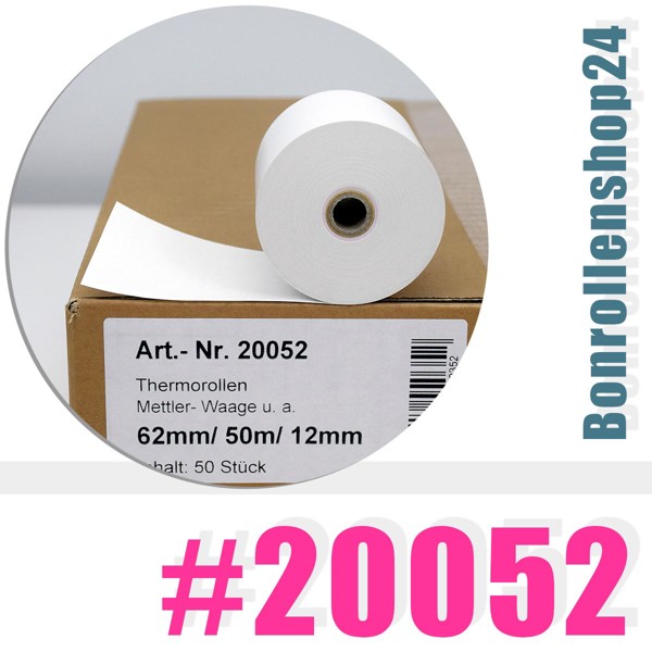 Thermorollen 62/50m/12 | BPA-frei | Artikel Nr. 20052