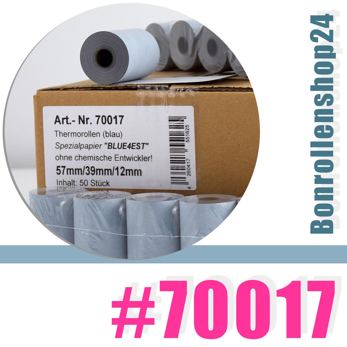 Opsplitsen nietig Verdragen 50 Öko-EC-Thermorollen 57 / 18m / 12 - ohne SEPA-Text aus  umweltfreundlichem Blue4est®-Thermopapier im Bonrollenshop24